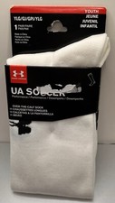 Under Armour Soccer Socks Boys Youth Large White 1 Pair Over the Calf NEW