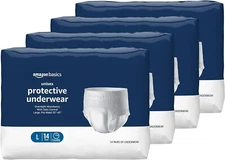 Amazon Basics Incontinence Underwear, Men and Women, Overnight, Large L, 56 Ct