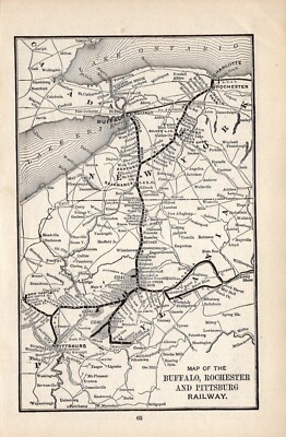 1904 Antique Buffalo, Rochester & Pittsburg Antique Railway Map 1462