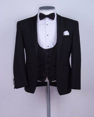 Abito Elegante Uomo Abito Matrimonio Uomo Nero - Con Gilet E Cravatta Completo 4 Pezzi - Foto 6