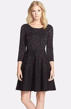 IVANKA TRUMP Fit & Flare Sweater Dress Leopard Black/Gray Sz.L NWT $134 Sold Out
