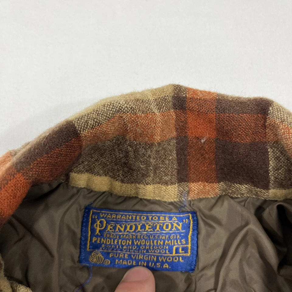 Vtg PENDLETON Shirt Women's Large Virgin Wool Plaid L/S Button Down - Flaw - Image 3 of 4