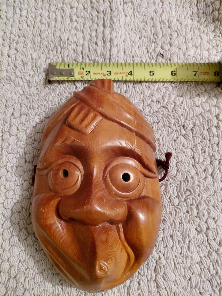 Máscara HYOTTOKO de madera japonesa vintage NOH cómic dios arte popular decoración regalo Foto 4 de 4