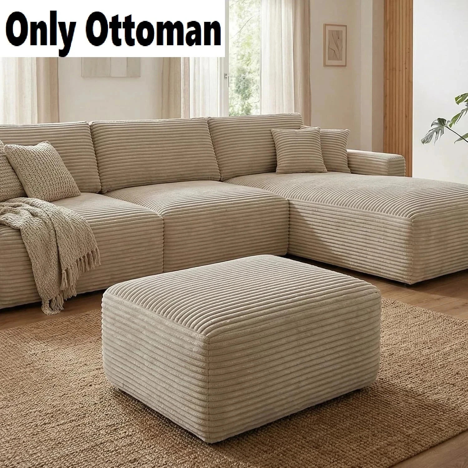 Modular Sectional Sofa Couch 103.5” & 37.0” Beige, L-Shaped Sectional Couches...