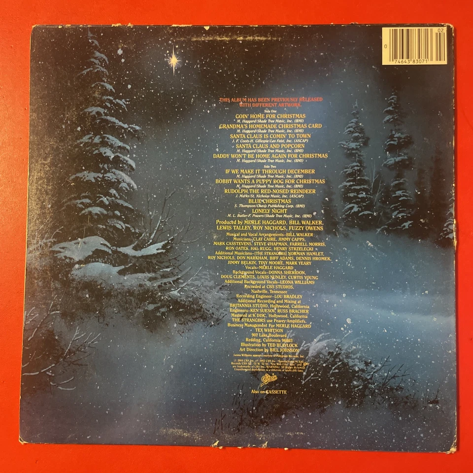 Merle Haggard Goin’ Home For Christmas LP Epic Holiday VG+!!!! - Image 4 of 4