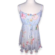 Vintage Victoria's Secret Sheer Blue Chiffon Babydoll Chemise Lingerie Size M
