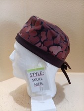 Chocolate Hearts Valentines Men's Skull/Chemo Surgical Scrub Hat/Cap Handmade