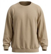 Neutral Tan Crewneck Sweatshirt Medium Unisex Pullover Long Sleeve Cozy Casual