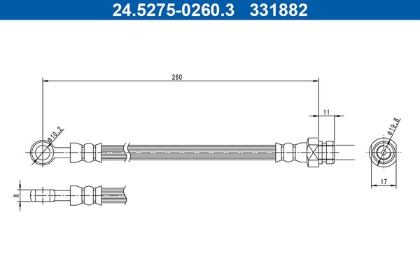 ATE Bremsschlauch 24.5275-0260.3 FüR Mitsubishi ASX Outlander 3 Eclipse Cross-image