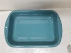 VTG ENAMELWARE TURQUOISE RECTANGULAR CASSEROLE BAKING PAN 15 1/4"