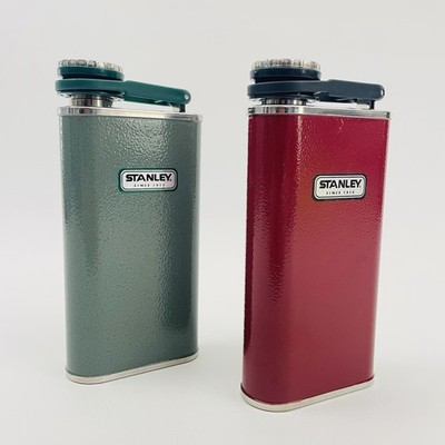 Lot of 2 Stanley Classic Easy Fill Wide Mouth Flasks 8 OZ - Green & Red