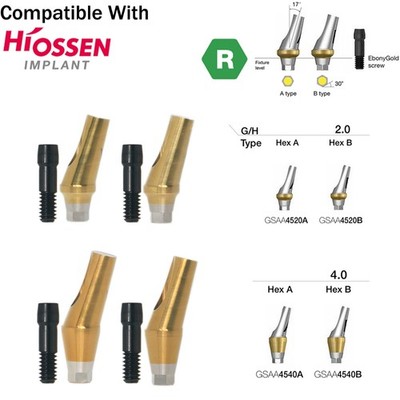 Dental Angled Abutments Compatible with Osstem Hiossen Regular Platform Ø4.5mm