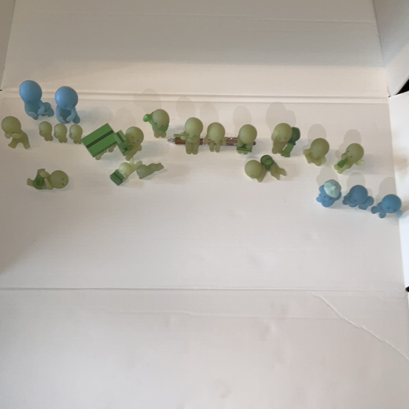 Smiski Glow in the Dark Smiski Mini Figures Lot of 22 Plastic Green & Blue