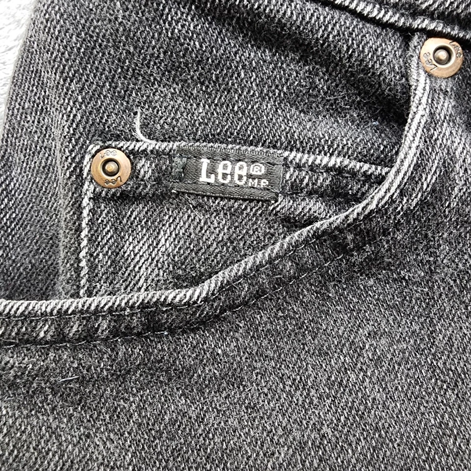 Jeans Lee vintage para mujer 16 descoloridos desgastados negros tiro alto pierna cónica mamá  Foto 2 de 4