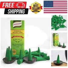 Citronella Incense Cones 50 Cones with 2 Ceramic Dishes, 30 Min Burn Time, Pl...