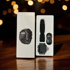 Smart Watch Black Rugged Waterproof Da Fit App iOS Android Open Box NEW