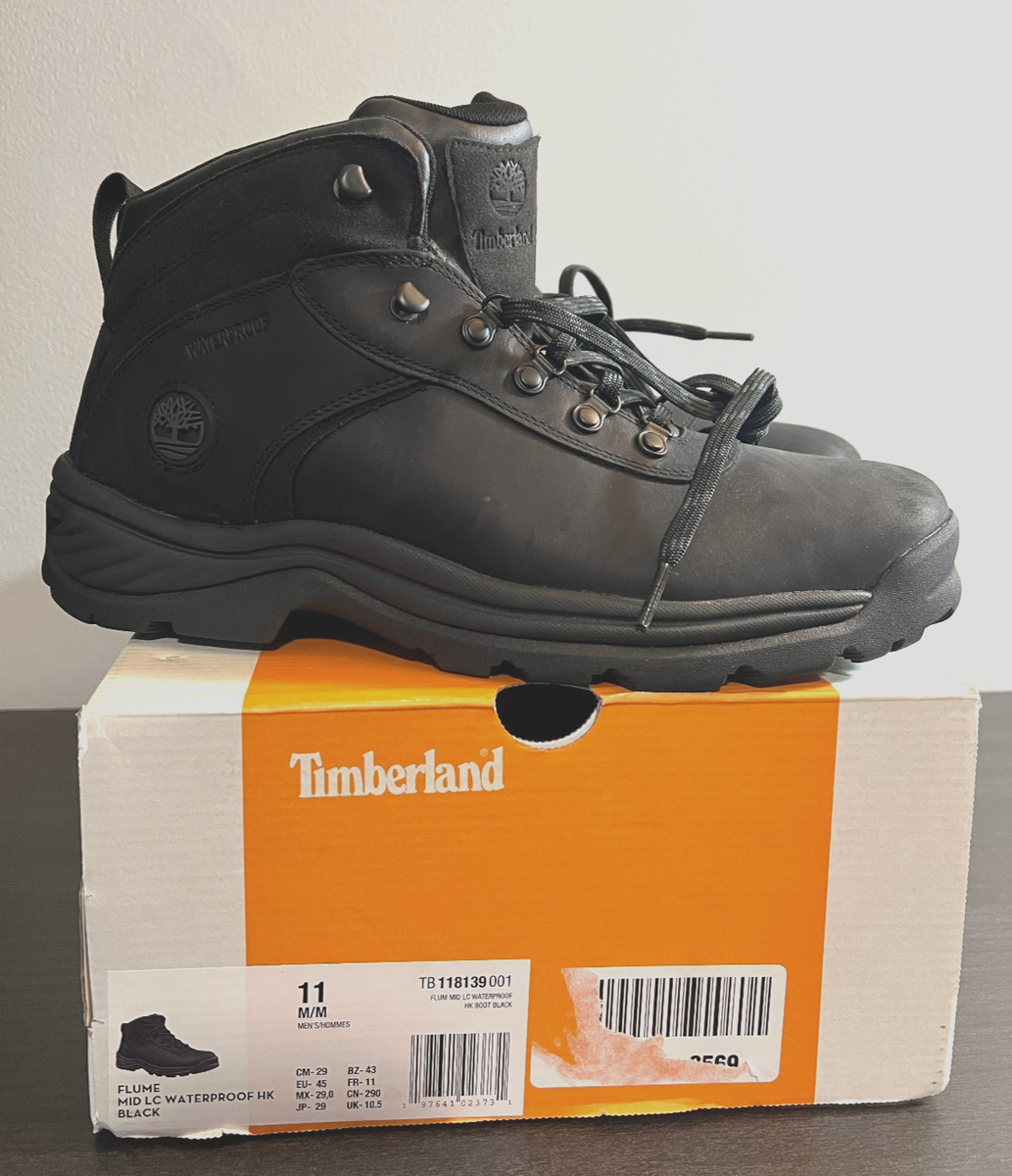TIMBERLAND MEN\'S FLUME WATERPROOF MID HIKER BOOT BLACK FULL GRAIN 18139 ALL SIZE TIMBERLAND MEN main image 4
