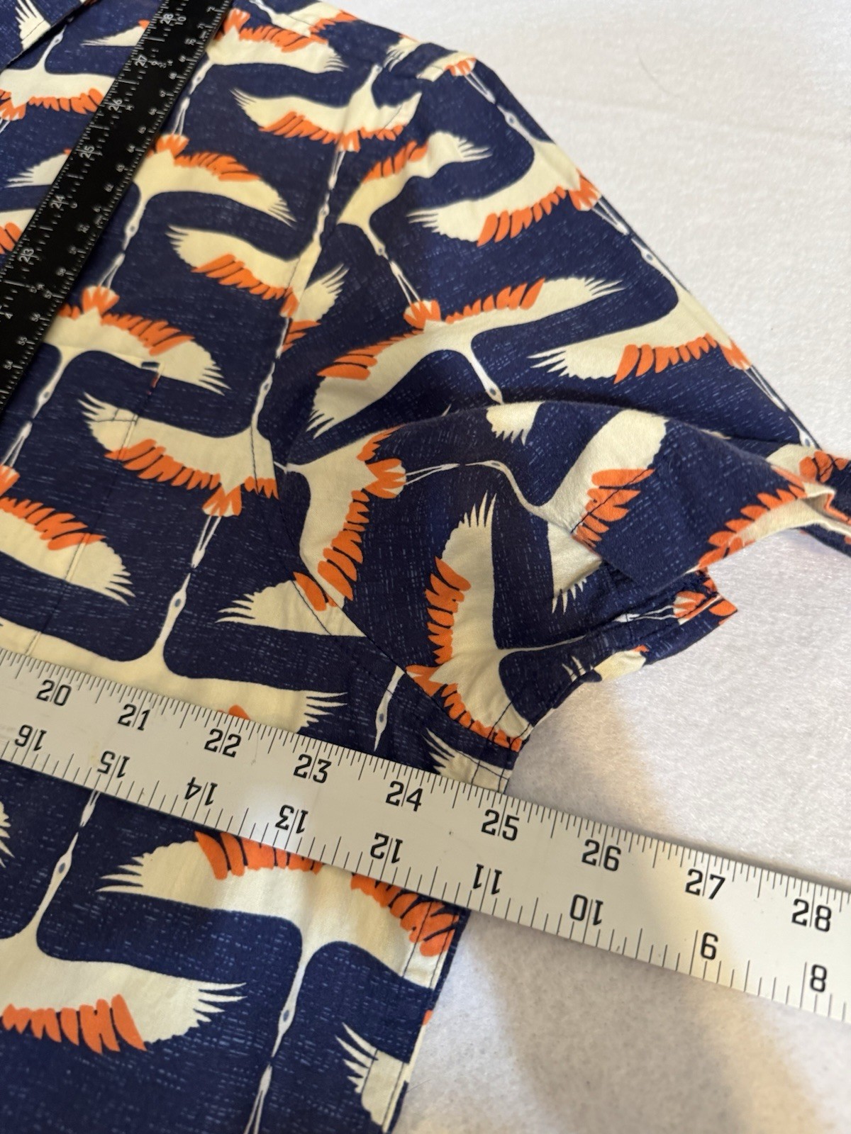 Penguin Button Down Crane Pattern Retro 70’s Shor… - image 5