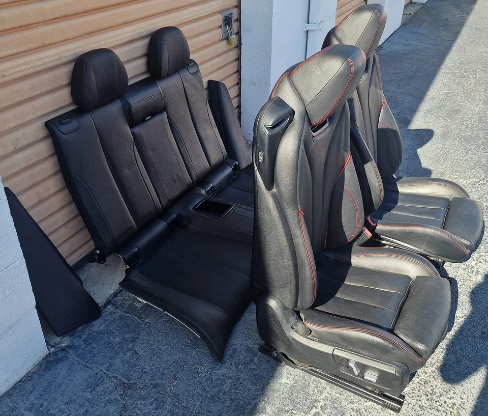 OEM BMW 428i 435i F33 14 15 16 COVERTIBLE SPORT HEATED SEAT SET BLACK RED STITCH - Image 4 of 4