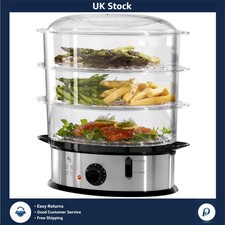 3 Tier Food Steamer &ndash; 1200W Electric Steamer with Timer, Rice Bowl & 3 Stacka...