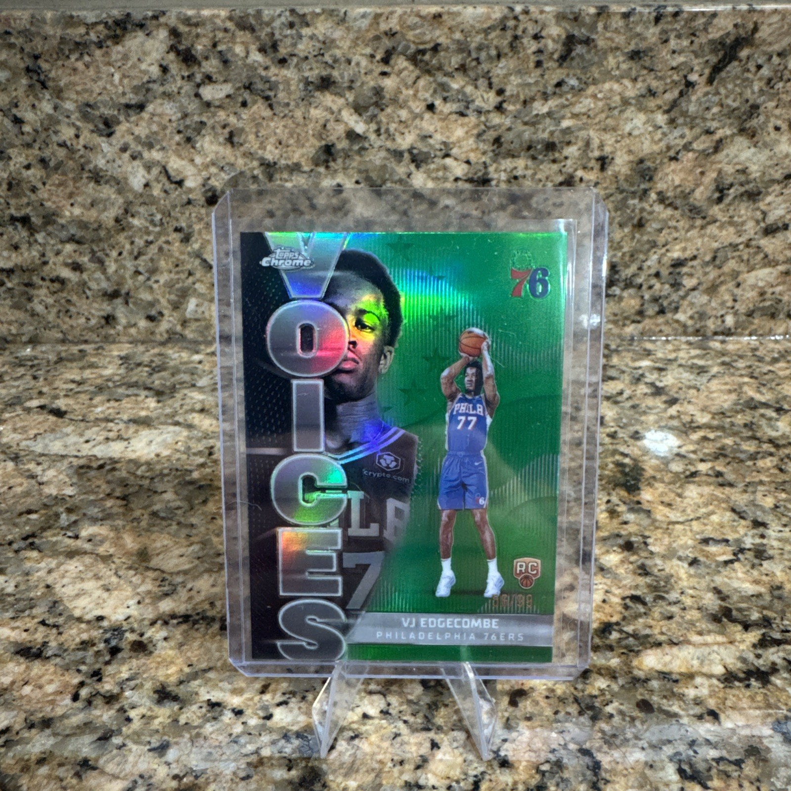 2025-26 Topps Chrome VJ Edgecombe RC Voices Green Refractor 56/99