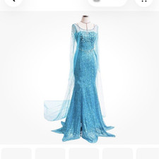 Frozen Elsa Costume Complete Outfit Blue Dress with Cape, Size S Regular