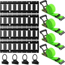 E Track Tie-Down Rail Kit, 4 Pack 16 Inch1.3ft E-Track Rails with 4 Ratchet S...