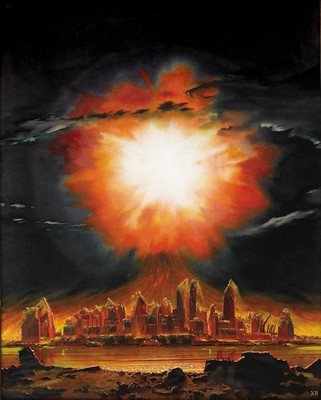 Chesley Bonestell - Hydrogen Bomb air-burst over New York City 1952 A1-A4 Poster