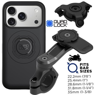 QUAD LOCK Motorrad Handyhalterung PRO + Vibrationsdämpfer + MAG Hülle für Iphone
