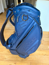 Titleist Blue Faux Leather Cart Golf Bag 4-Way Divider 14 Club Strap Zip