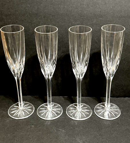 4er Set Mikasa Apollo geschliffen Kristall Sektflöten klar 9,25" Höhe 2" Rand Germany - Bild 13 von 13