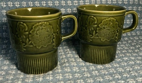 70s Style Mugs, Stacking, Made in Japan. - Imagen 1 de 4