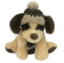 Holiday Puppy Dog Plush in Plaid Winter Hat and Scarf Stuffed Animal
