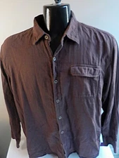 TOMMY BAHAMA 100% Cotton L/S Micro-Check Shirt Blue/Orange SZ XL