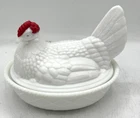 Vintage Westmoreland Large Milk Glass Hen on a Basket Weave Nest