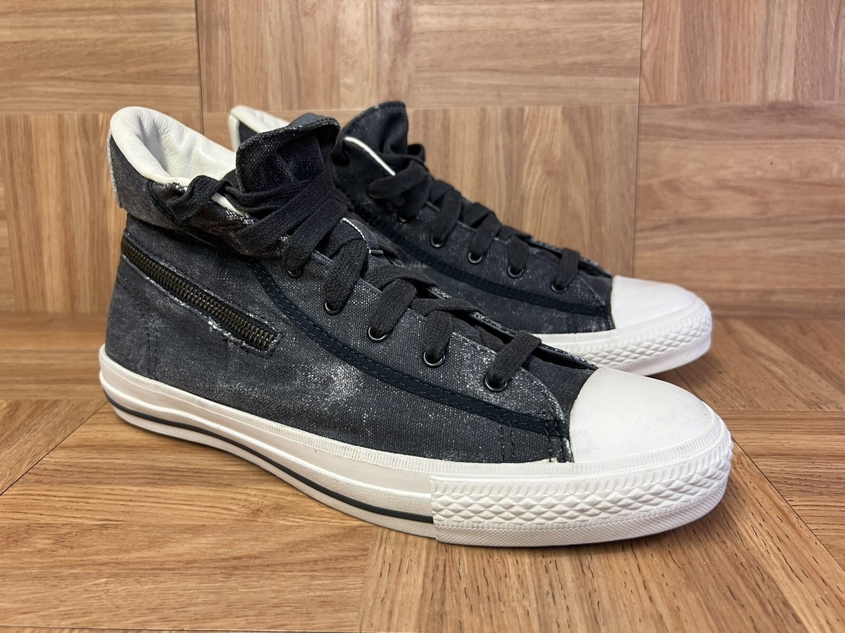VNTG🔥 Converse John Varvatos Mid Zip Off Sz Black Shine