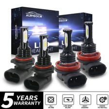 4x 9005 H11 Combo LED Headlight High Low Beam Bulbs Kit 6000K Super White Bright