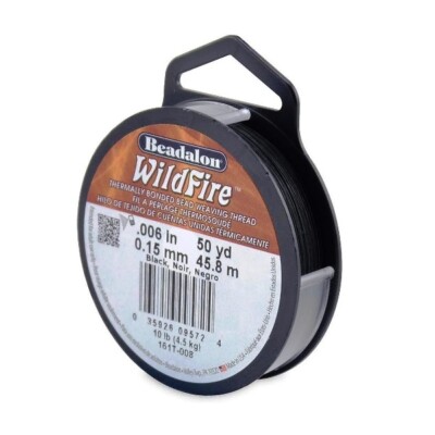 Beadalon Wildfire Beading Thread .006 Inch - 50 Yd Black STWF006BL