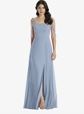Dessy Collection 3042 Tie-Strap Dress Chiffon Bridesmaid Gown Cloud Blue - 00