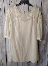 Forever 21 Ivory Embroidered Floral Semi-Sheer Boho Dress XS NEW Cottage Prairie