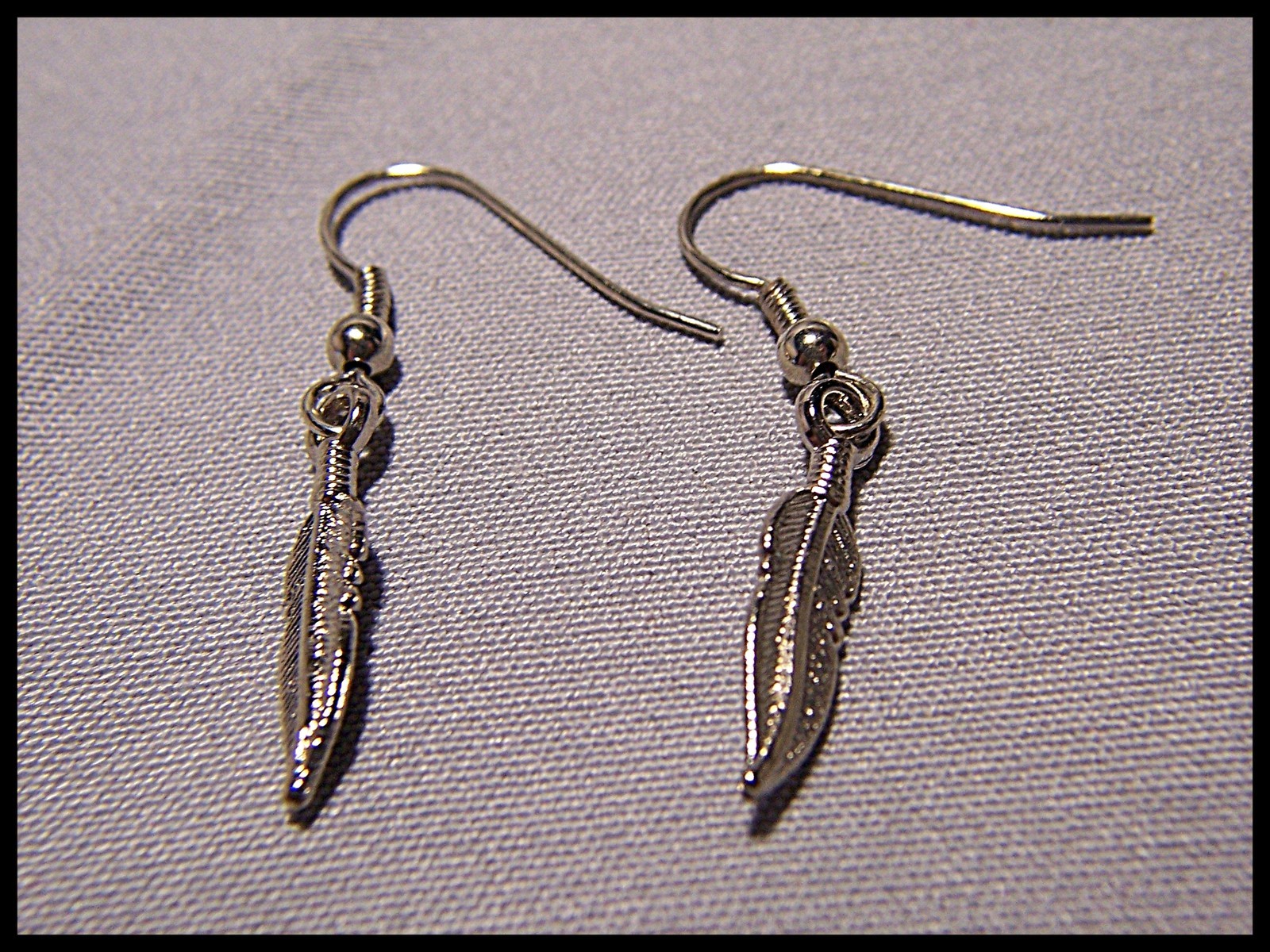 Silver Feather Earrings with French Hook – Eagle Design Pierced Ear Dangle Pair-image