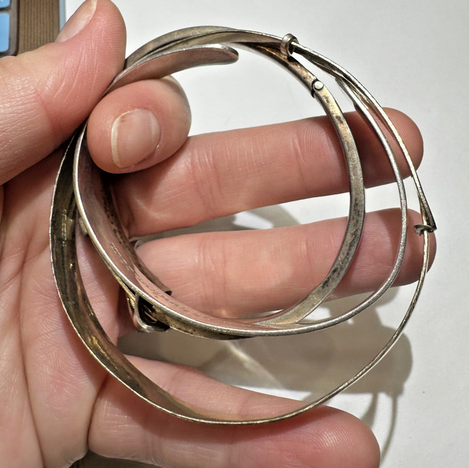 British Stackable Sterling Silver Etched Bangle C… - image 7