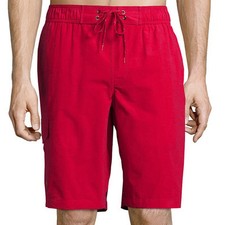 St. John's Bay Solid Swim Trunks Size M New Msrp 42.00 Cherry Cordial