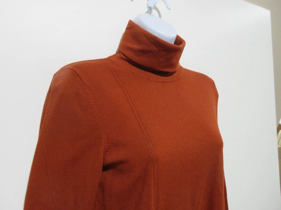 Suéter Talla S ETCETERA Marrón Oxidado Cuello Torre Detalle Ojales L/S Naranja Foto 3 de 4