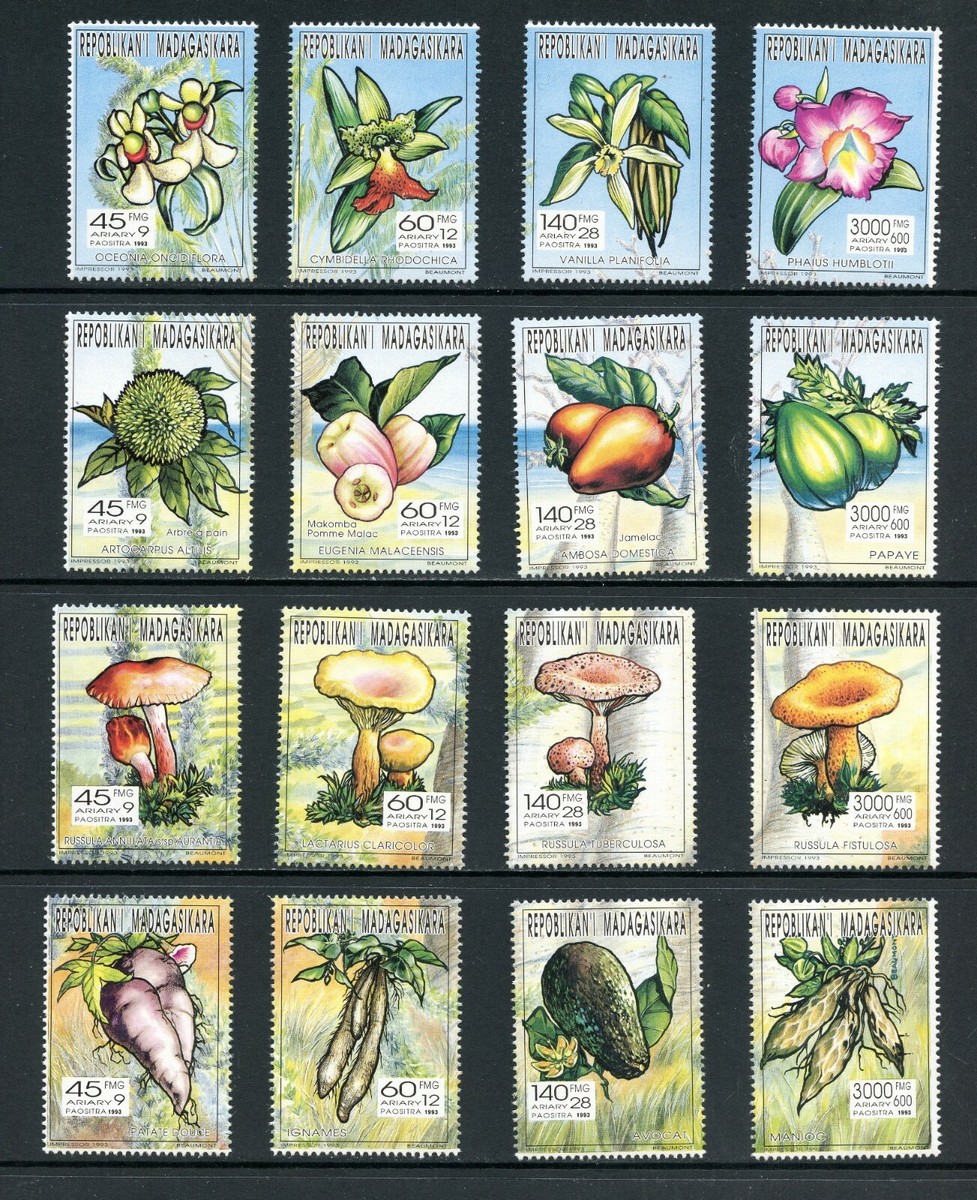 J874 Malagasy 1993 flora plants nuts mushrooms 16v. MNH | eBay