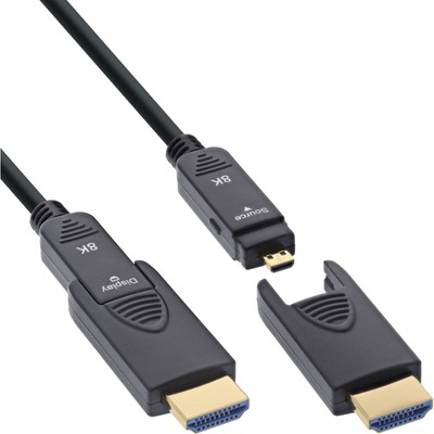 InLine  HDMI AOC Kabel, Ultra High Speed HDMI, 8K4K, Stecker abnehmbar, 80m