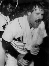 Wade Boggs Boston Red Sox celebrates with teammates 1980s Baseball Old Photo