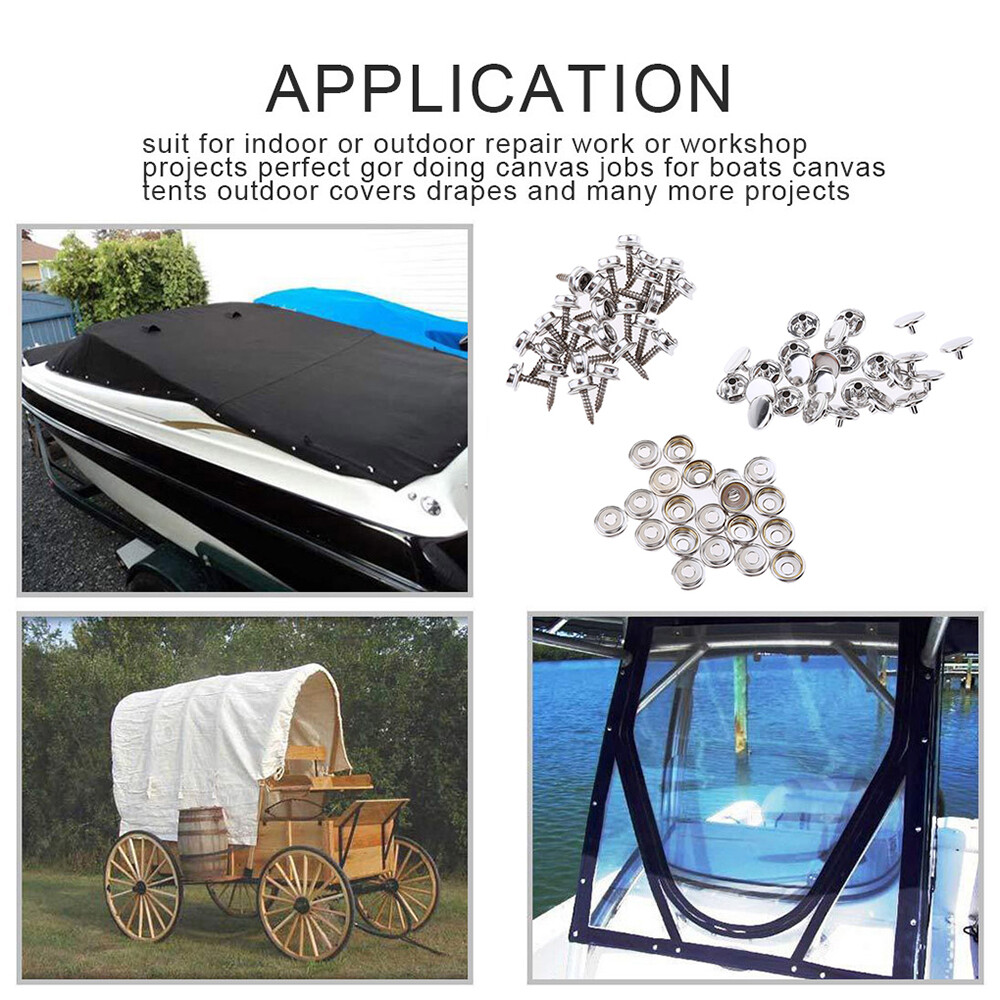 62pcs Stainless Steel Canvas to Screw Press Stud Snap Kit Boat Cover OZ eBay