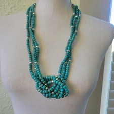 Faux Turquoise Necklace  Matching Earrings Flower Fashion Jewelry Set