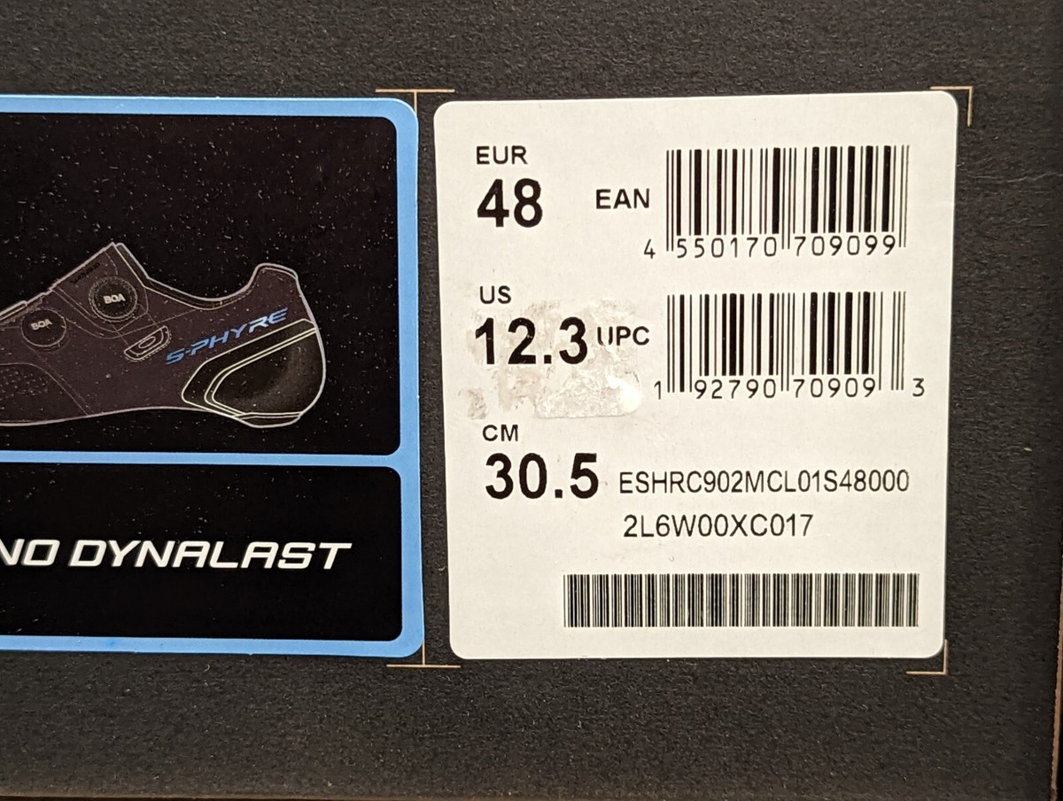 Shimano RC9 SH-RC902 Carbon Road Bike Shoes Black EU 48 US 12.3